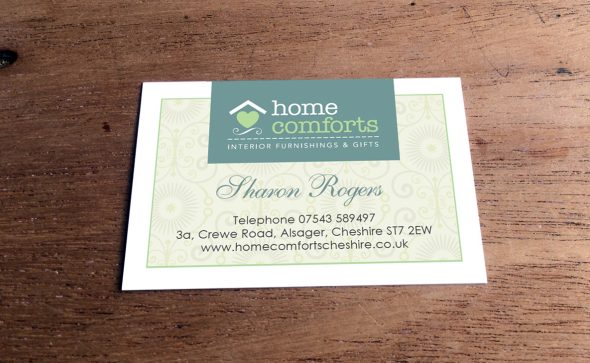 home comforts business card design