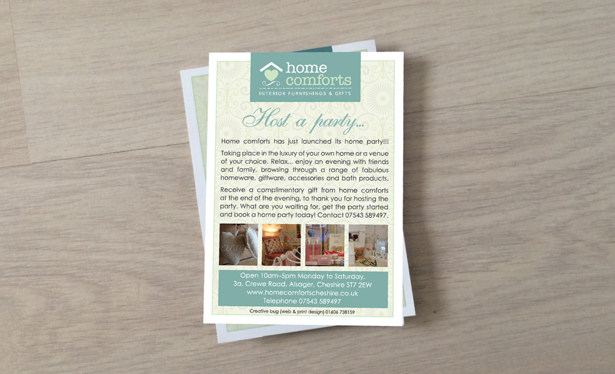 home comforts A6 flyer design